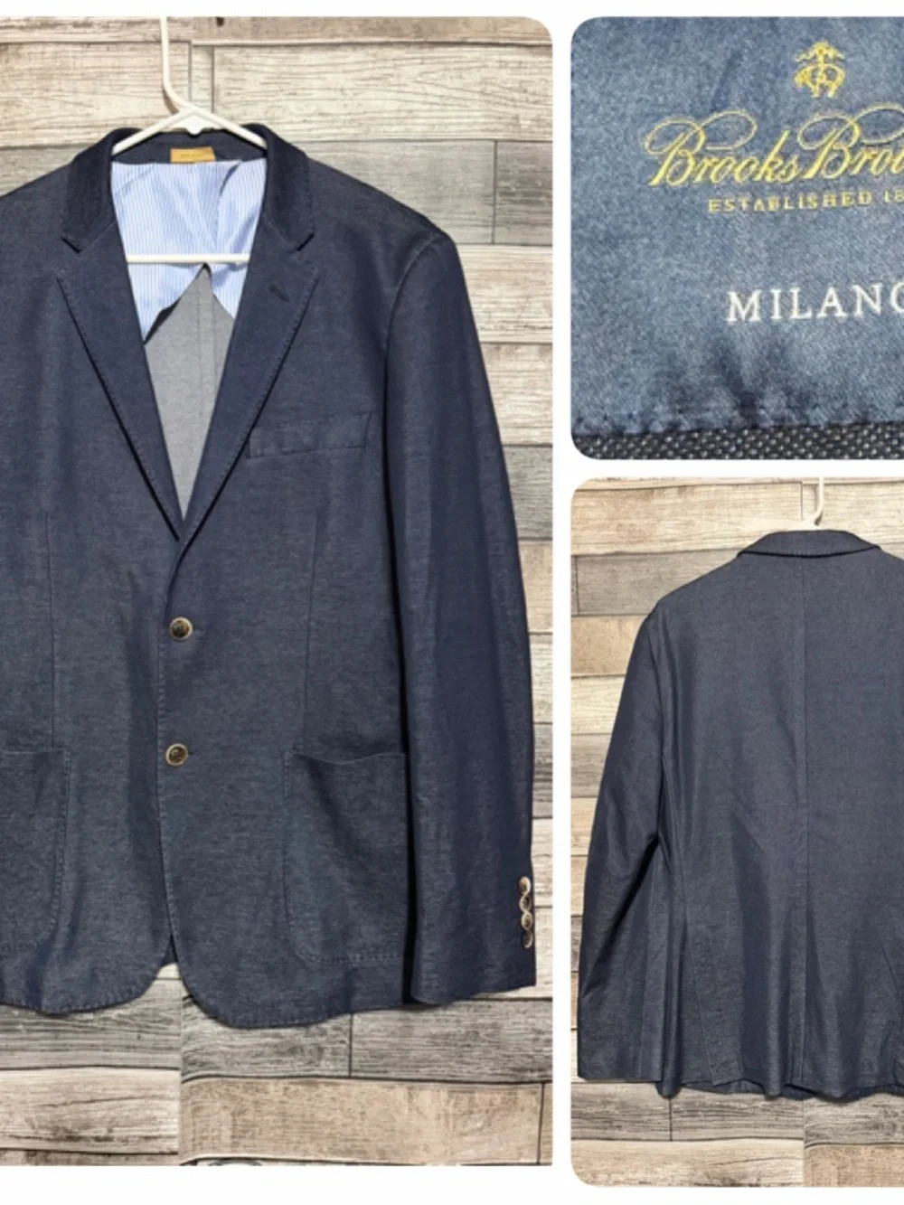 Brooks Brothers Milano Dondi Jersey Blazer Jacket Men’s 41R Blue 2 Button